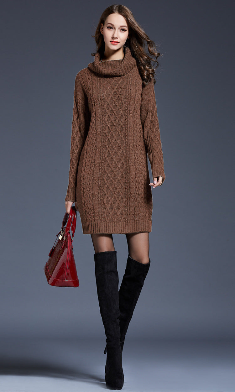 GR | Hochhals Lange Strickkleid