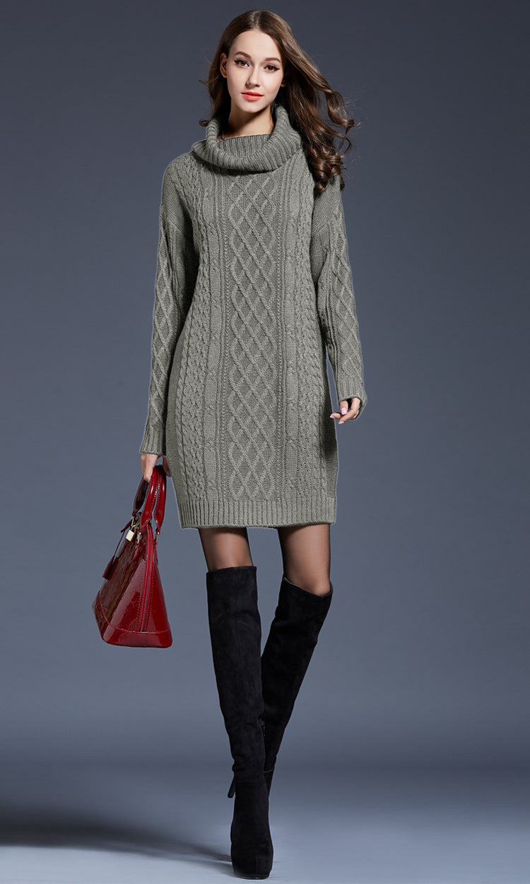 GR | Hochhals Lange Strickkleid