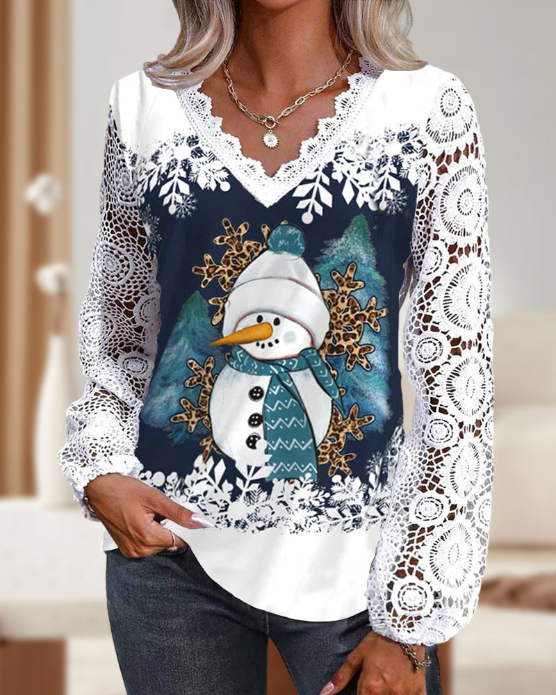 GR | Christmas snowman pattern shirt