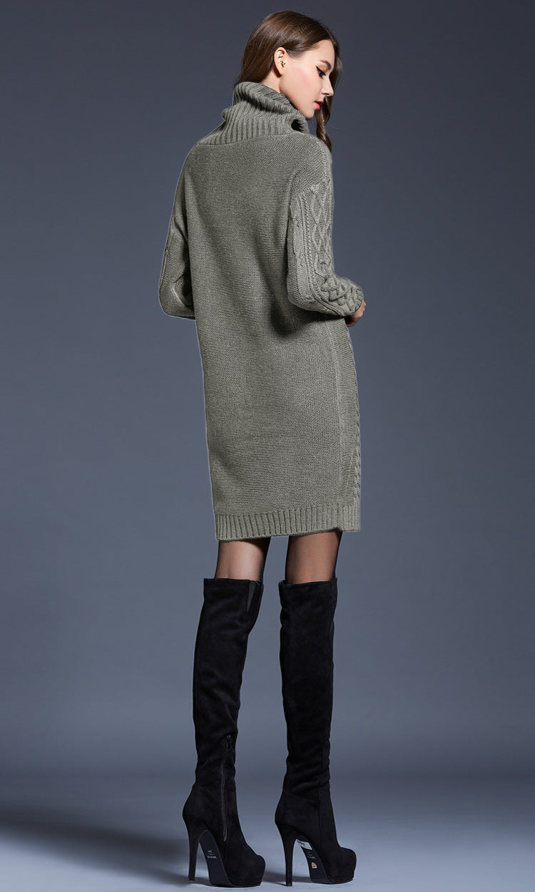GR | Hochhals Lange Strickkleid