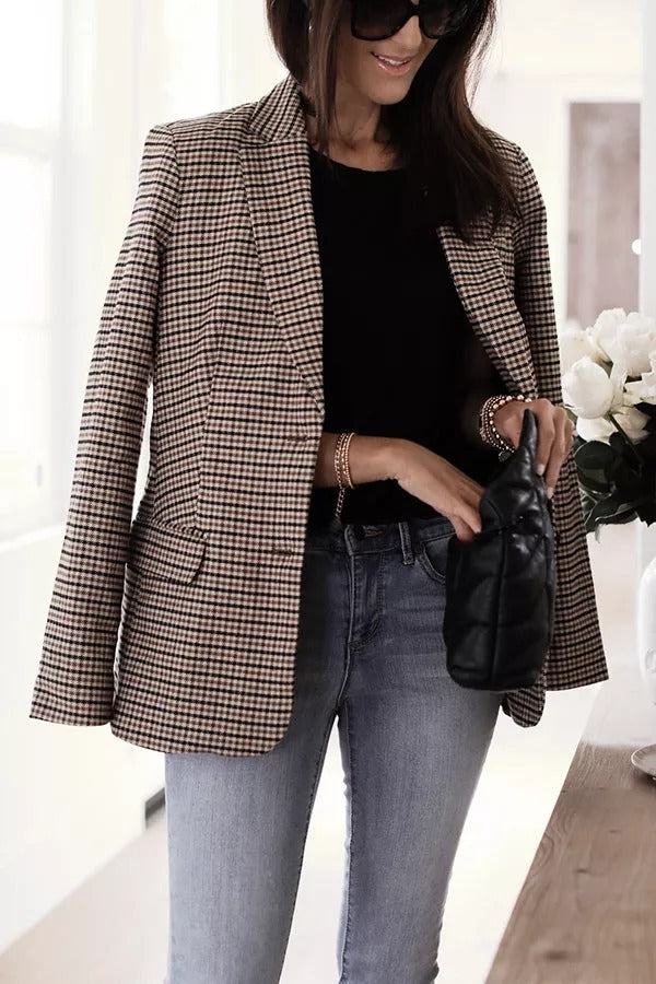 GR | Boss Up Check Pattern Boyfriend Blazer