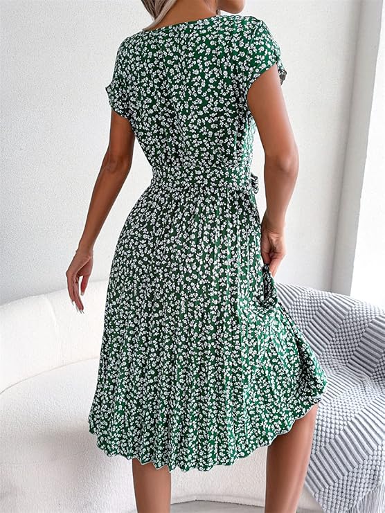 Veronica™ - Summery chiffon dress with floral pattern