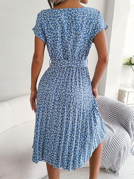 Veronica™ - Summery chiffon dress with floral pattern
