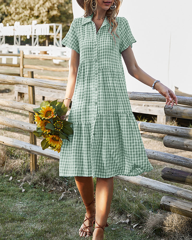 GR | Lässiges kariertes Hemdkleid