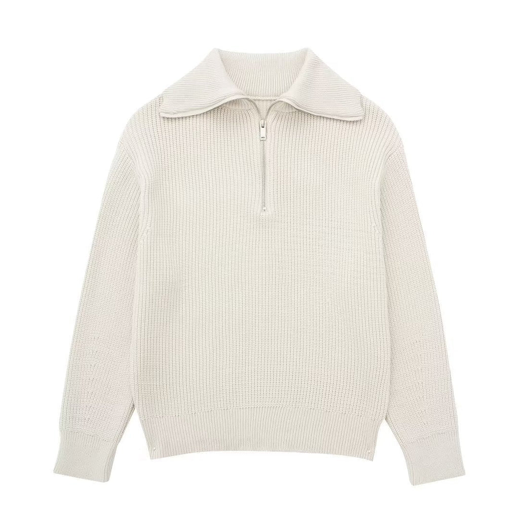 GR | All Match Wool Sweater with Open Collar