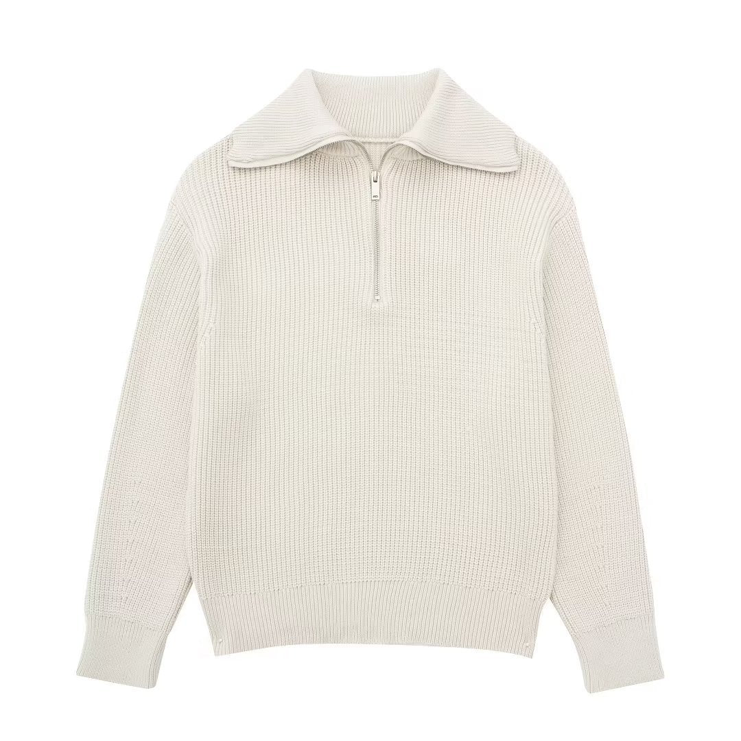 GR | All Match Wool Sweater with Open Collar