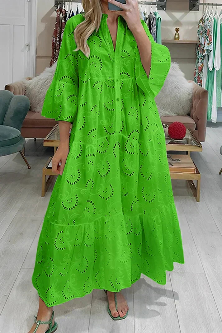 GR | Elegant dress with embroidered eyelets