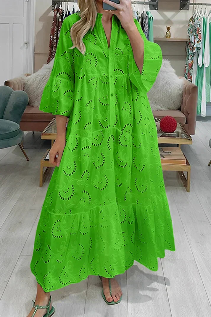 GR | Elegant dress with embroidered eyelets