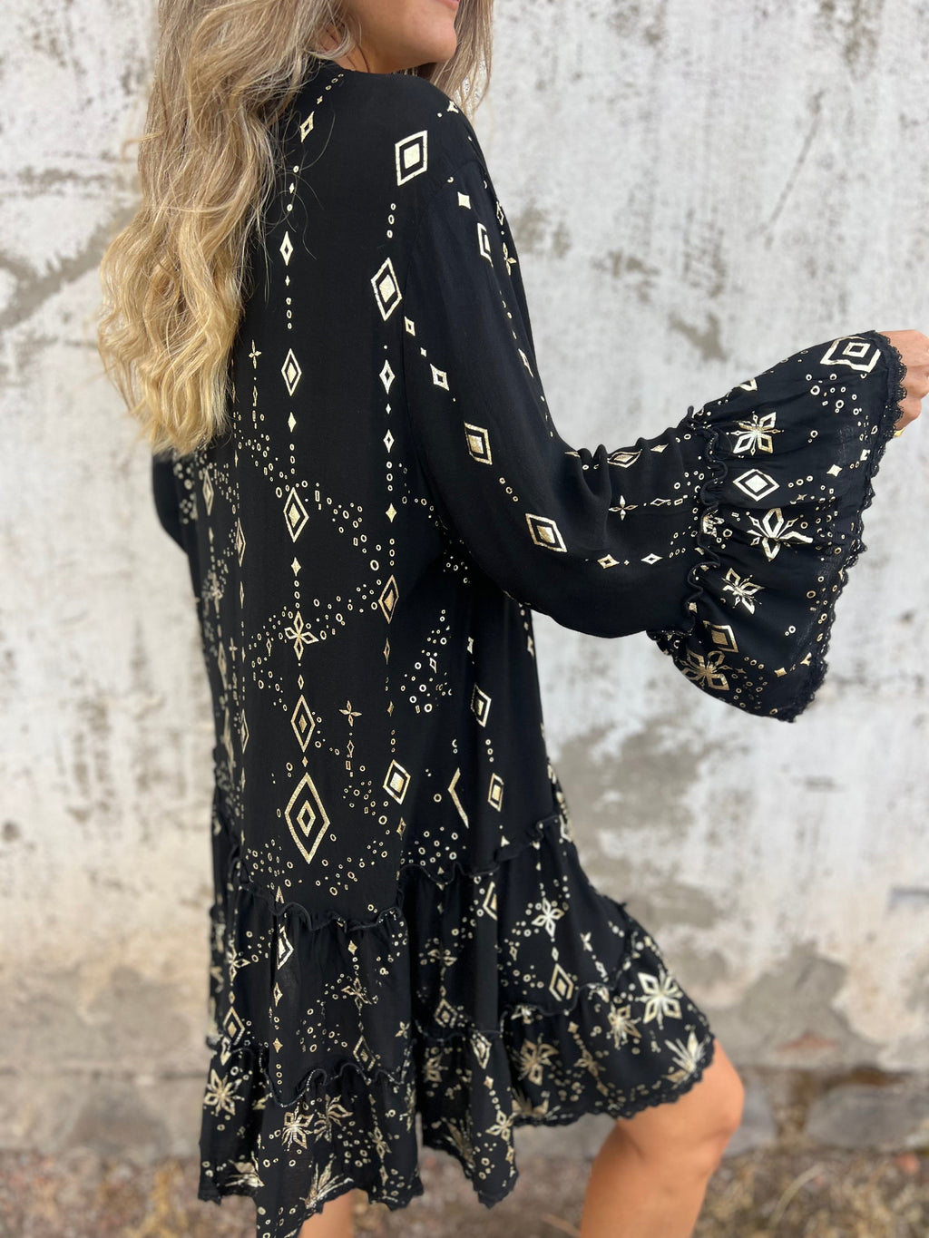 GR | Boho Metallic Hemdkleid