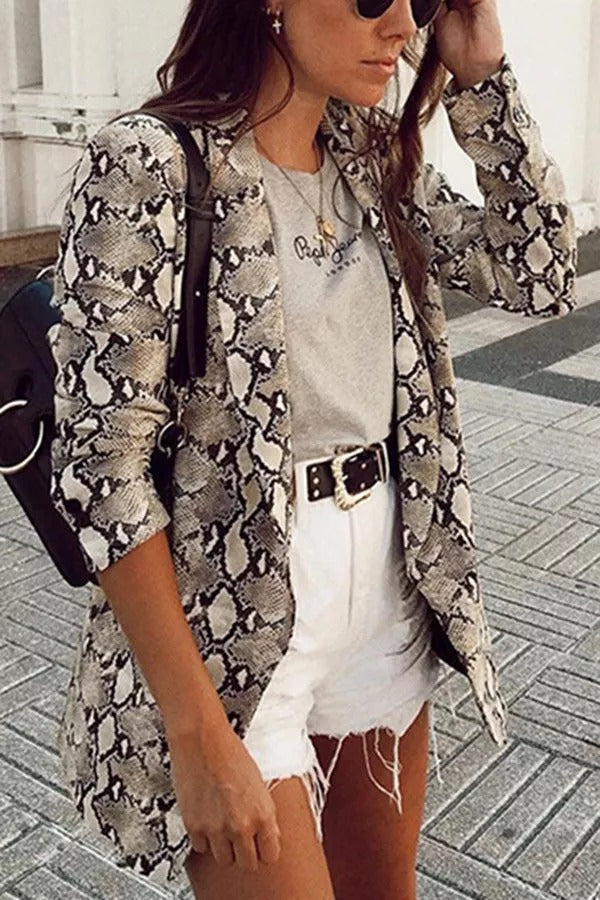 GR | Charmer snake pattern lapel loose blazer 