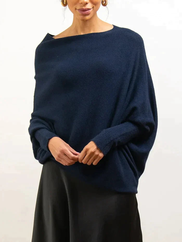 Asymmetrically draped sweater
