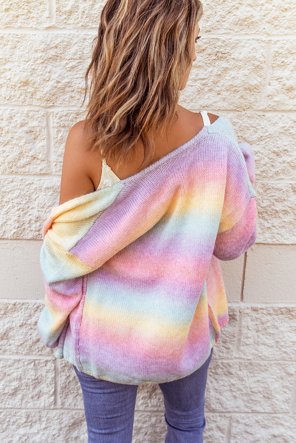 GR | Gradient Offene Vorderseite Fallendes Schulter Cardigan