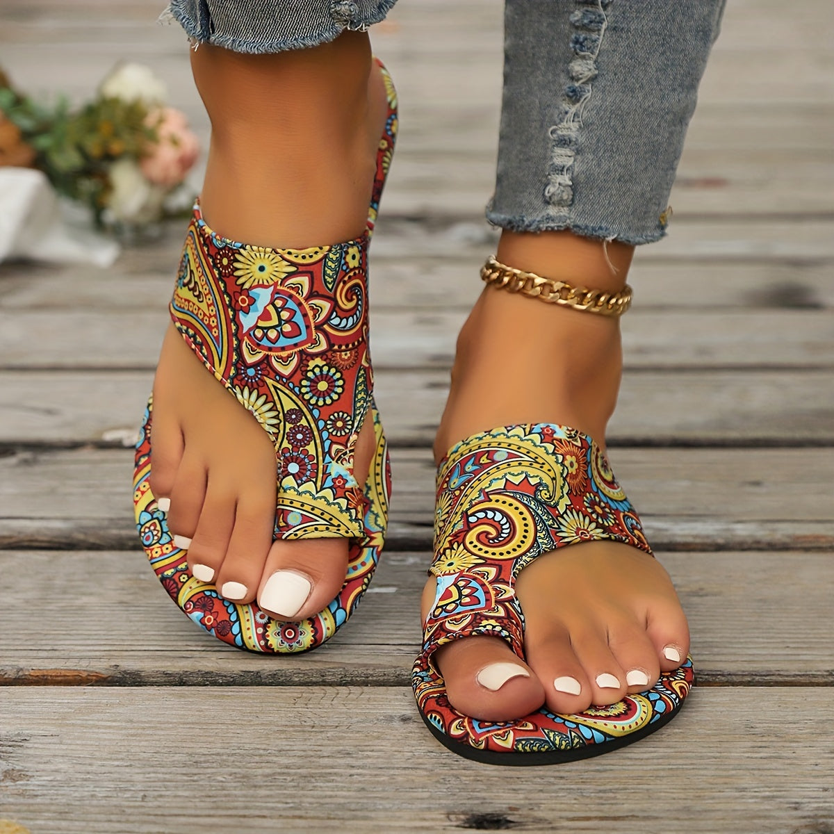 GR | Floral Flip Flops for Women