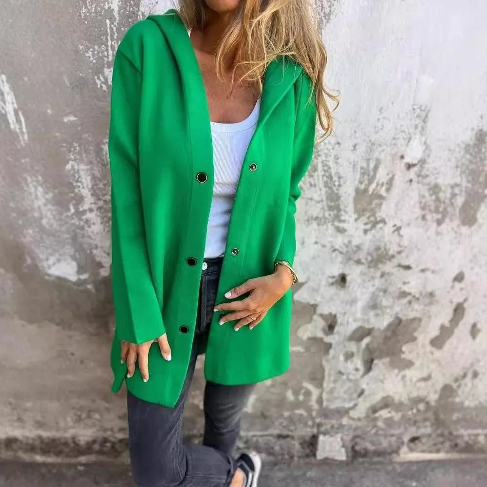 GR | Casual single-breasted cardigan with hood