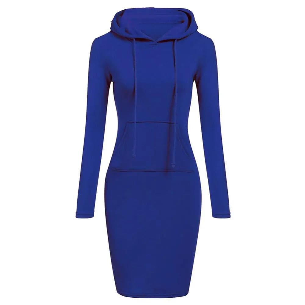 GR | Casual autumn sweatshirt dress with hood and drawstring for women