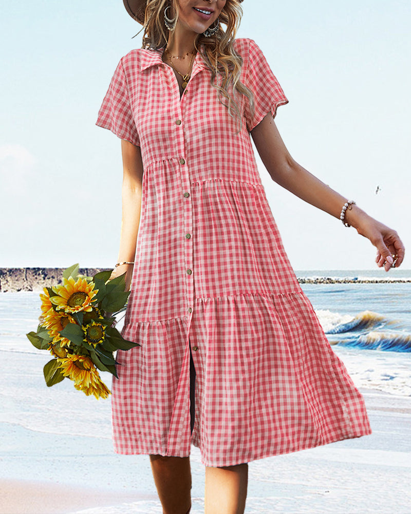 GR | Lässiges kariertes Hemdkleid
