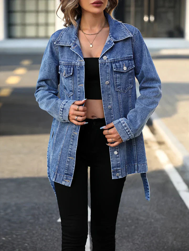 GR - Women's Denim Coat with Flap Pockets