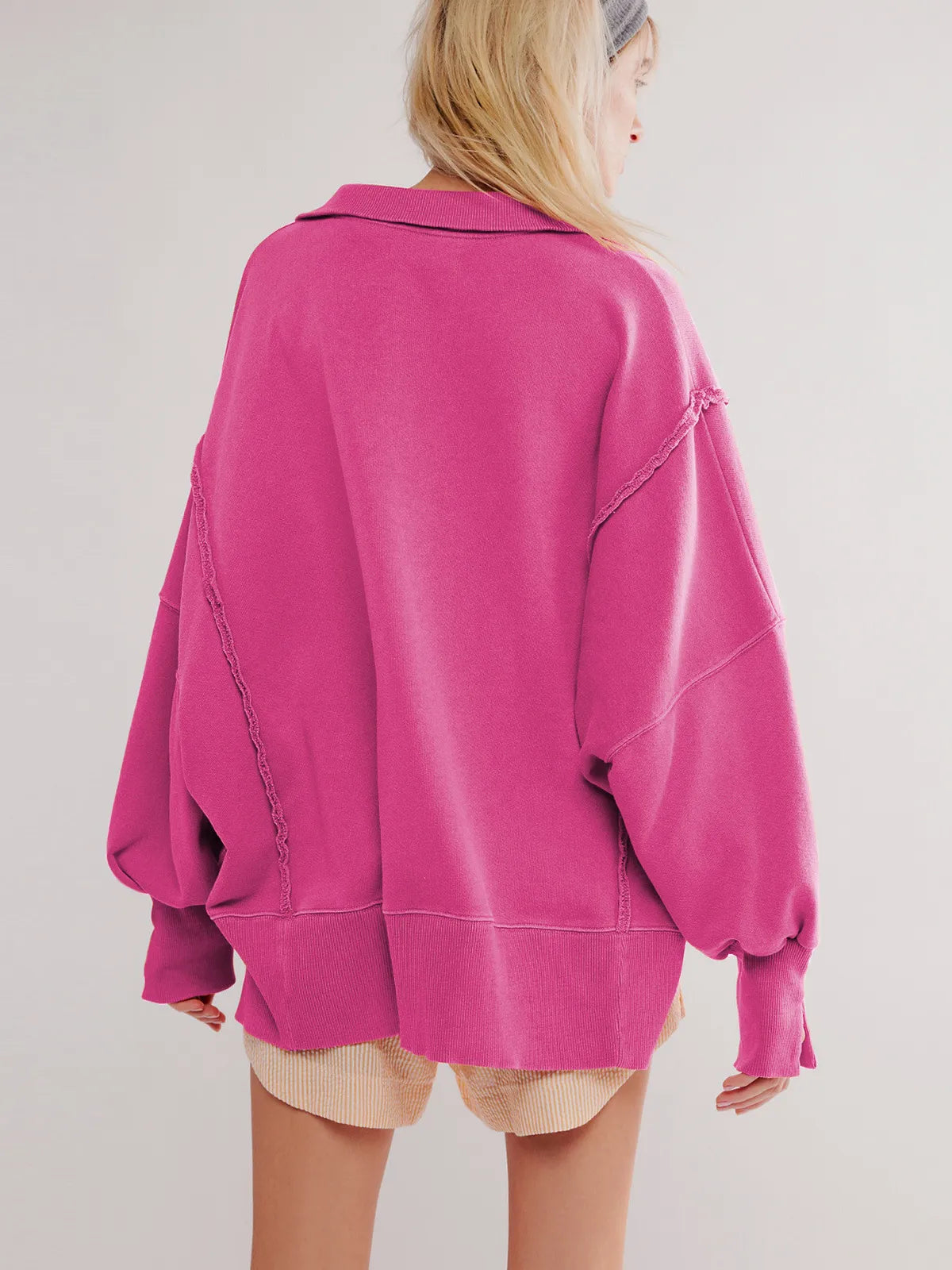 GR - Casual sweatshirt with buttons and lamp sleeves
