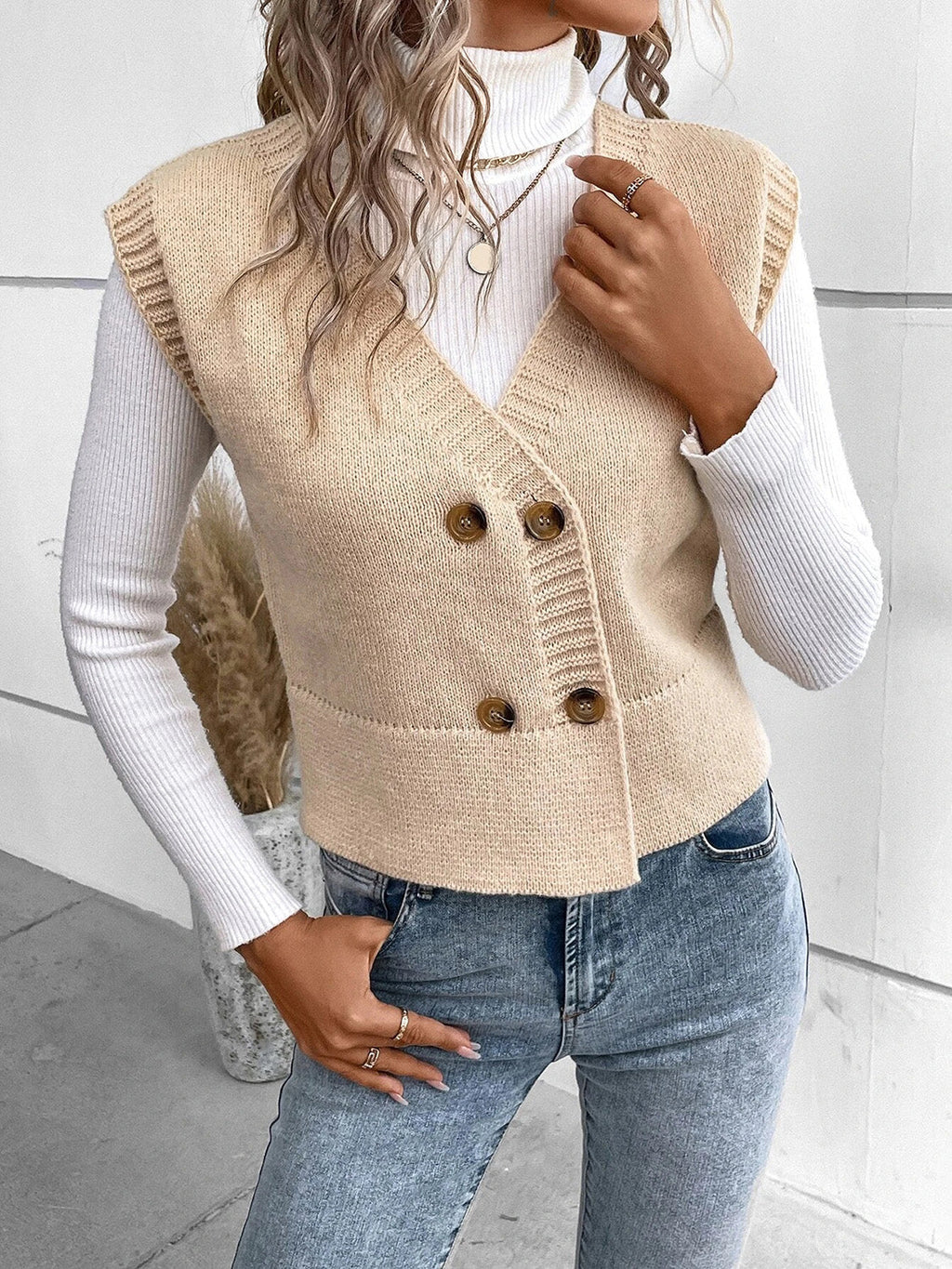 GR | Stylish Autumn Classic Button-Down V-Neck Sweater Vest for Women