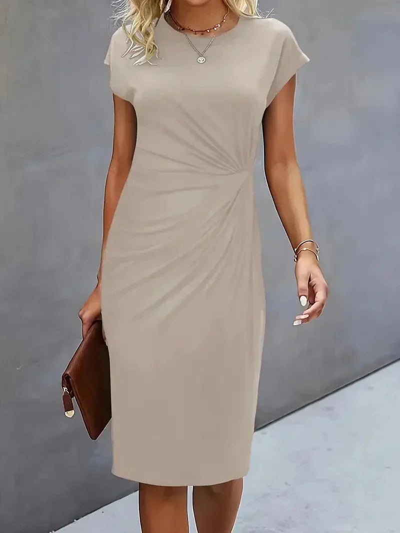 GR | Stilvolles Schmales Kleid Mit Rundhalsausschnitt