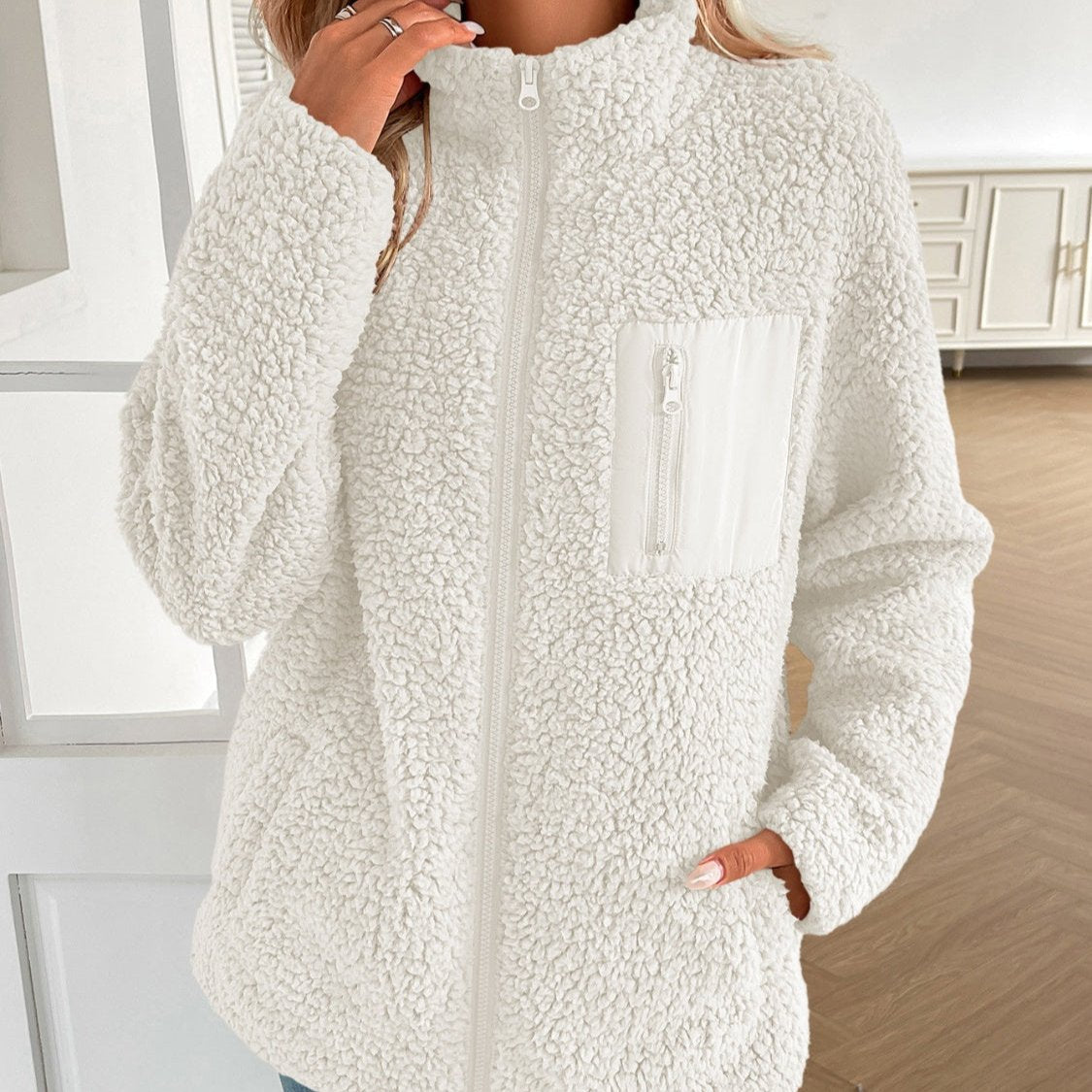 GR | Casual Winter Zip-Up Fuzzy Jacket for Women