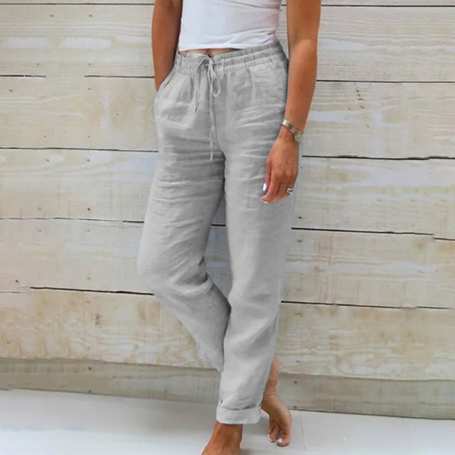 GR | Casual, straight-cut linen trousers