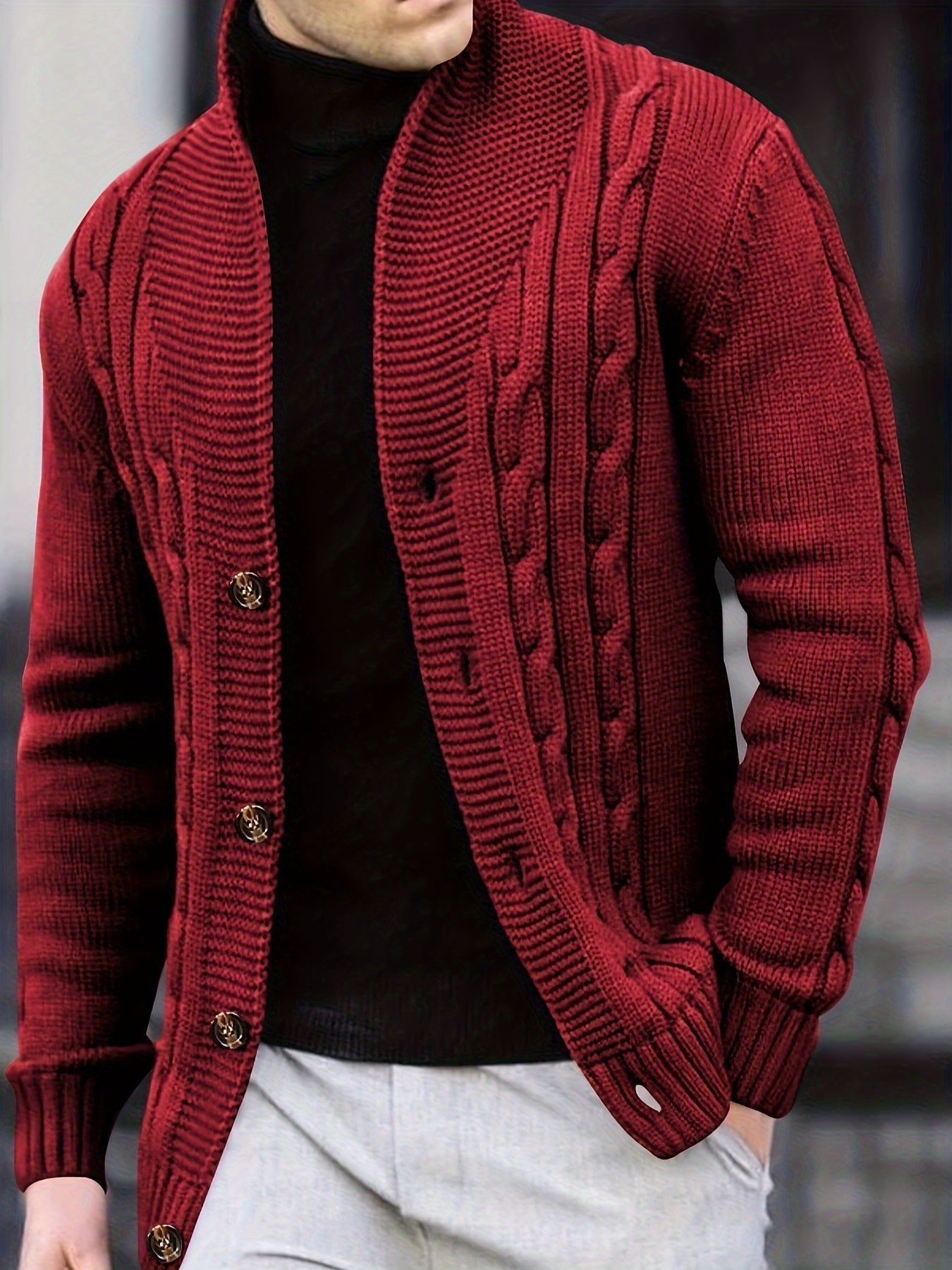 GR | Zopfstrickjacke mit Knöpfen