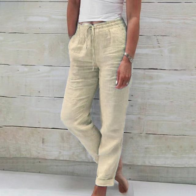 GR | Casual, straight-cut linen trousers