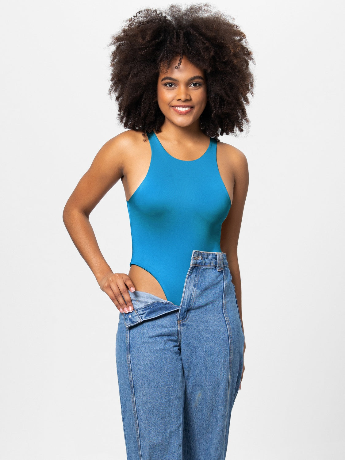 GR | Full size round-width strappy bodysuit