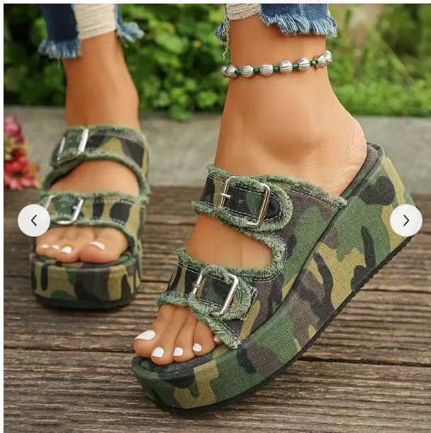 GR Denim sandals with buckle