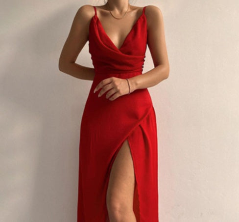 GR | V-Ausschnitt Midikleid Mit Druck Und Schlitz