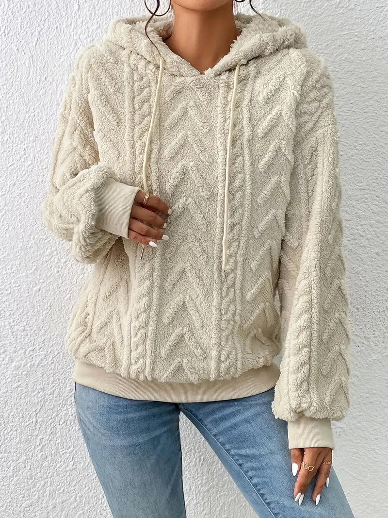 GR Sweater | Stylischer weicher Teddy-Fleece-Kapuzenpullover für Frauen