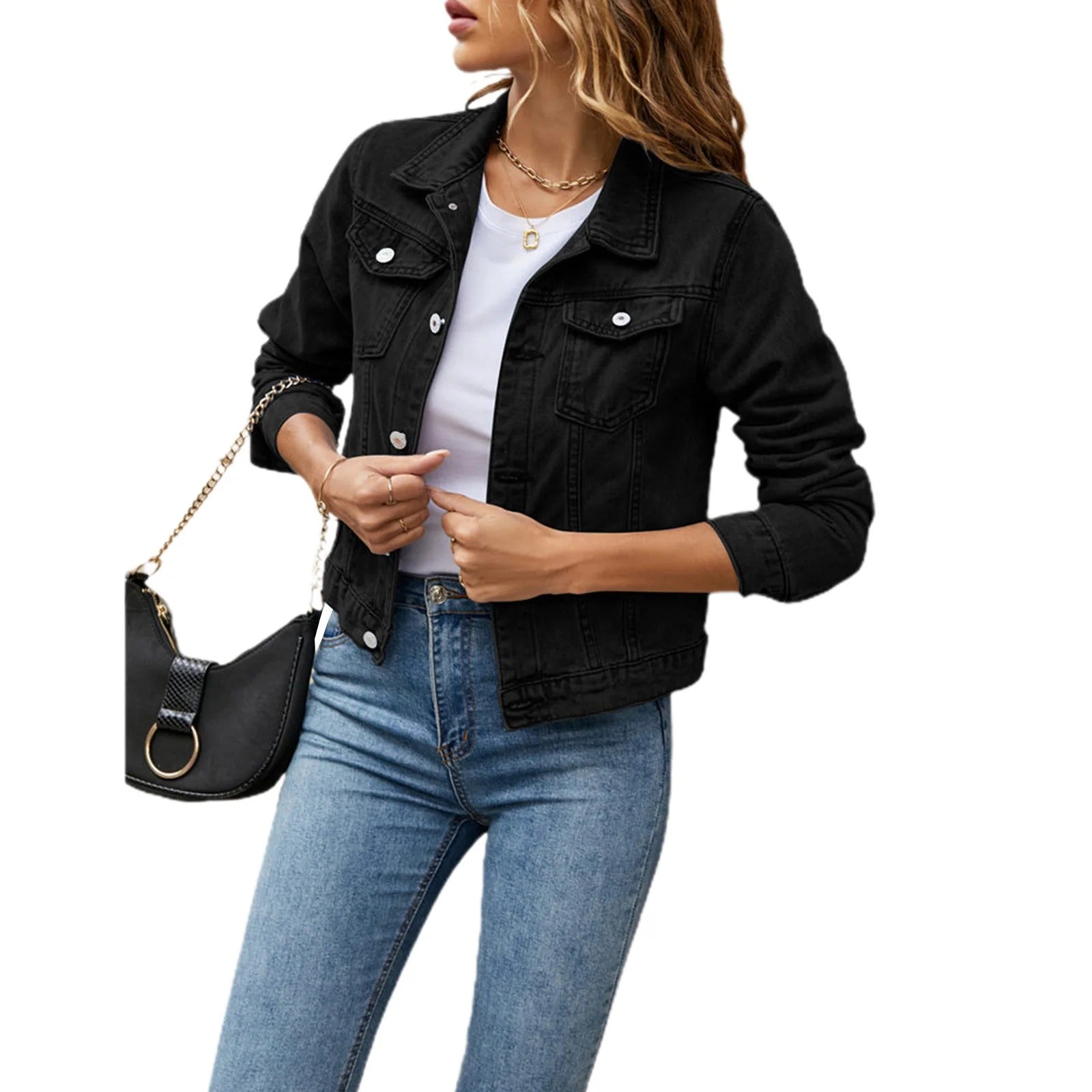GR | Women's summer denim jacket with buttons 