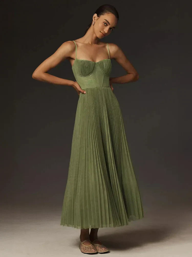 GR | Falten Korsett Midi-Kleid für Damen
