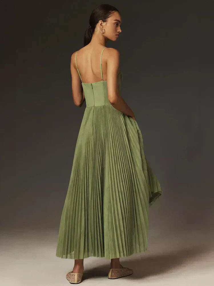 GR | Midi Ärmellos Kleid Mit Gefälteltem Tüll-Bustier