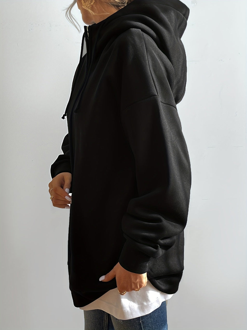 GR | Comfort - Extrem bequemer langer Zip-Up-Plüsch-Hoodie mit Kapuze für Damen