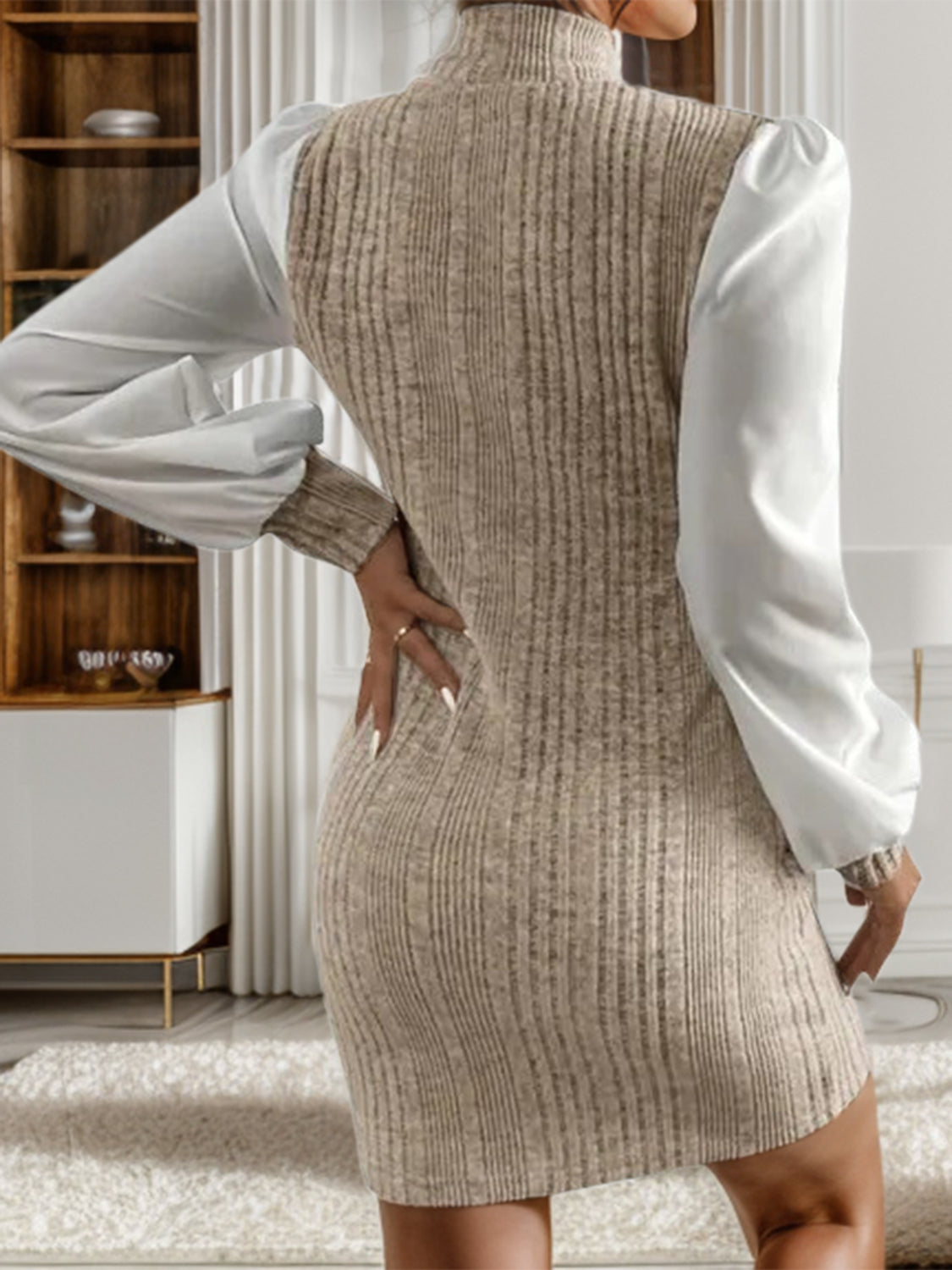GR | Stilvolle Herbst Gerippte Pullover Kleid Für Frauen