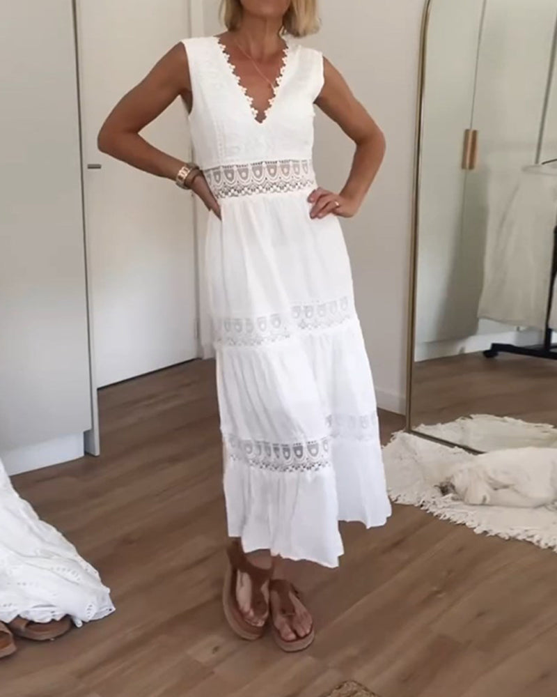 GR | Spitzenkleid Mit V-ausschnitt