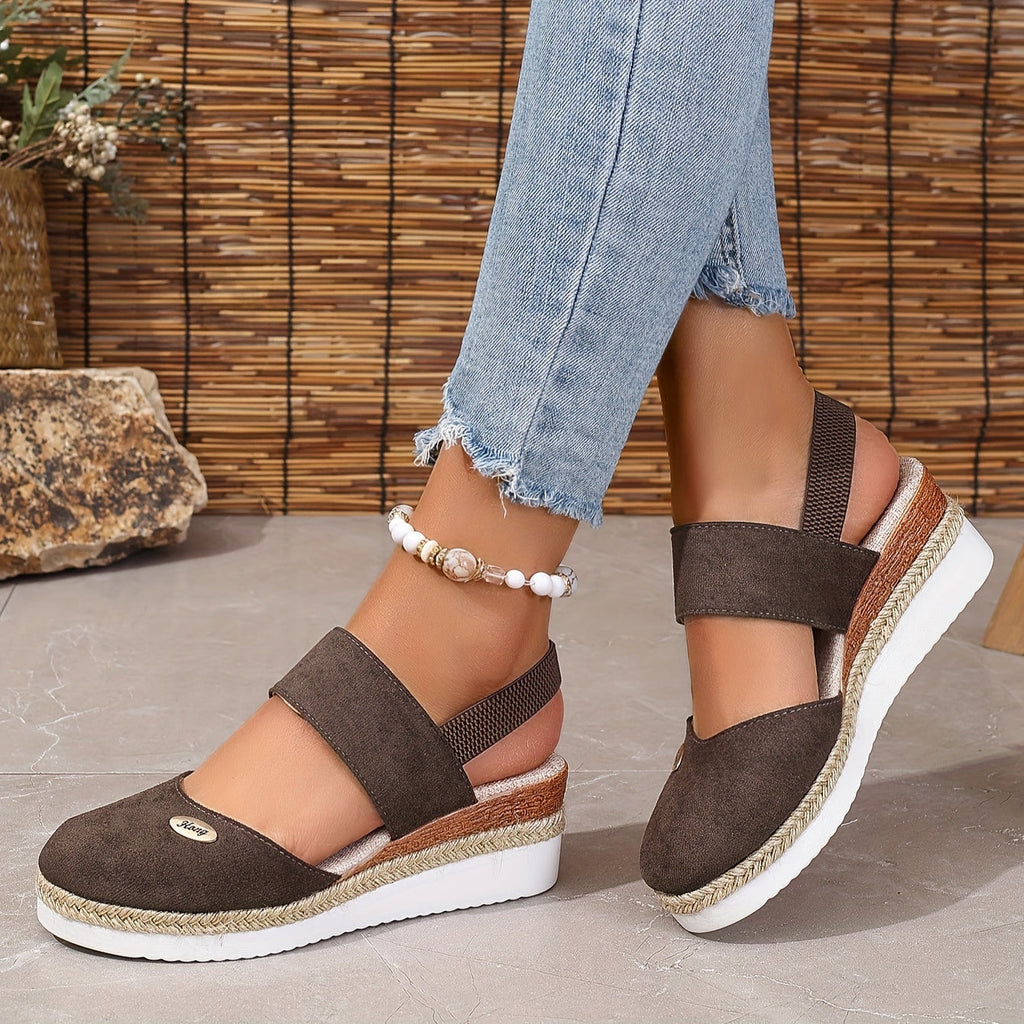 GR | Women's Platform Sandals: Non-slip, Closed Toe, Elastic Strap
