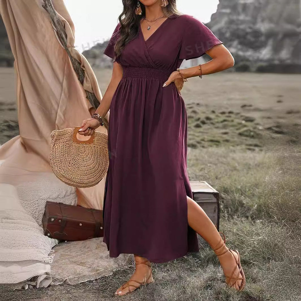 GR | Elegantes Kurzarmkleid Mit Chorkragen