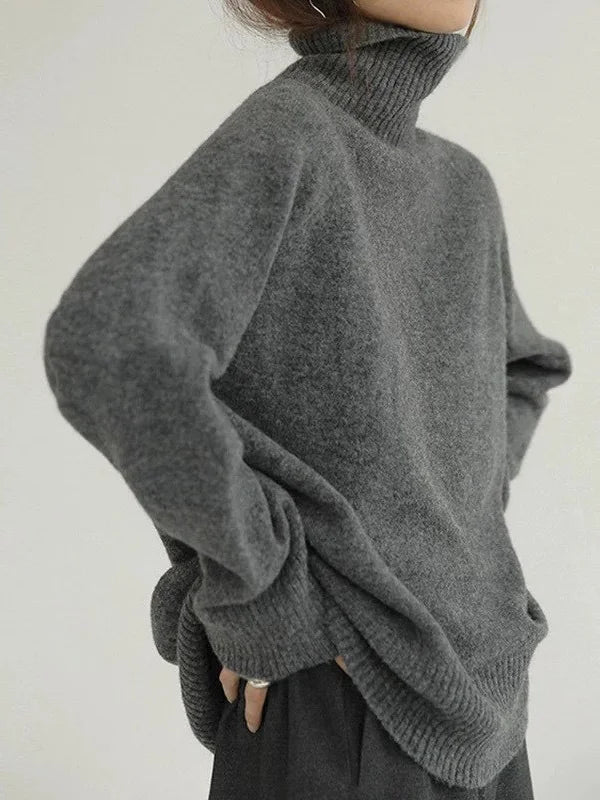 GR | Lässiger Strickjacke Rollkragenpullover für Damen