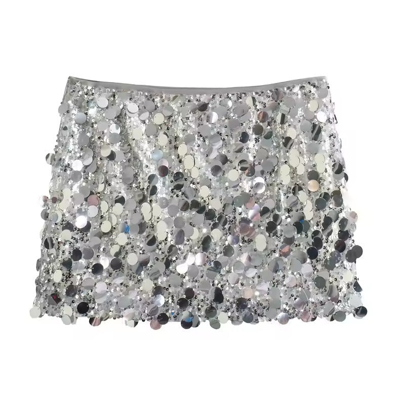 GR | Silver sequin mini skirt