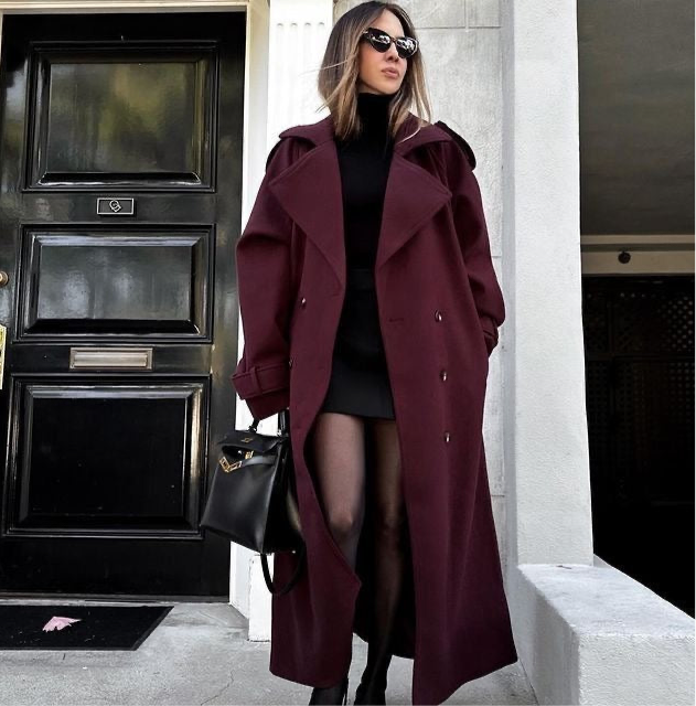 GR | Elegant burgundy long coat