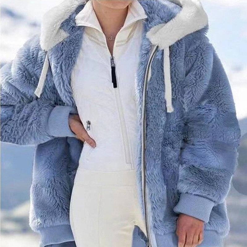 The most comfortable winter plush hooded jacket