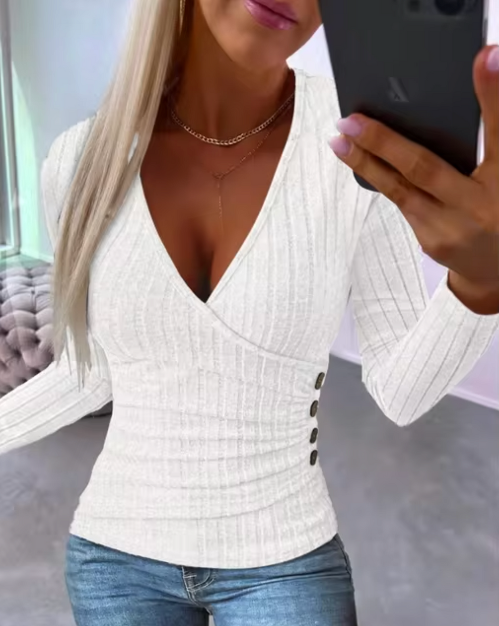 GR | Elegant, fitted cardigan with V-neck