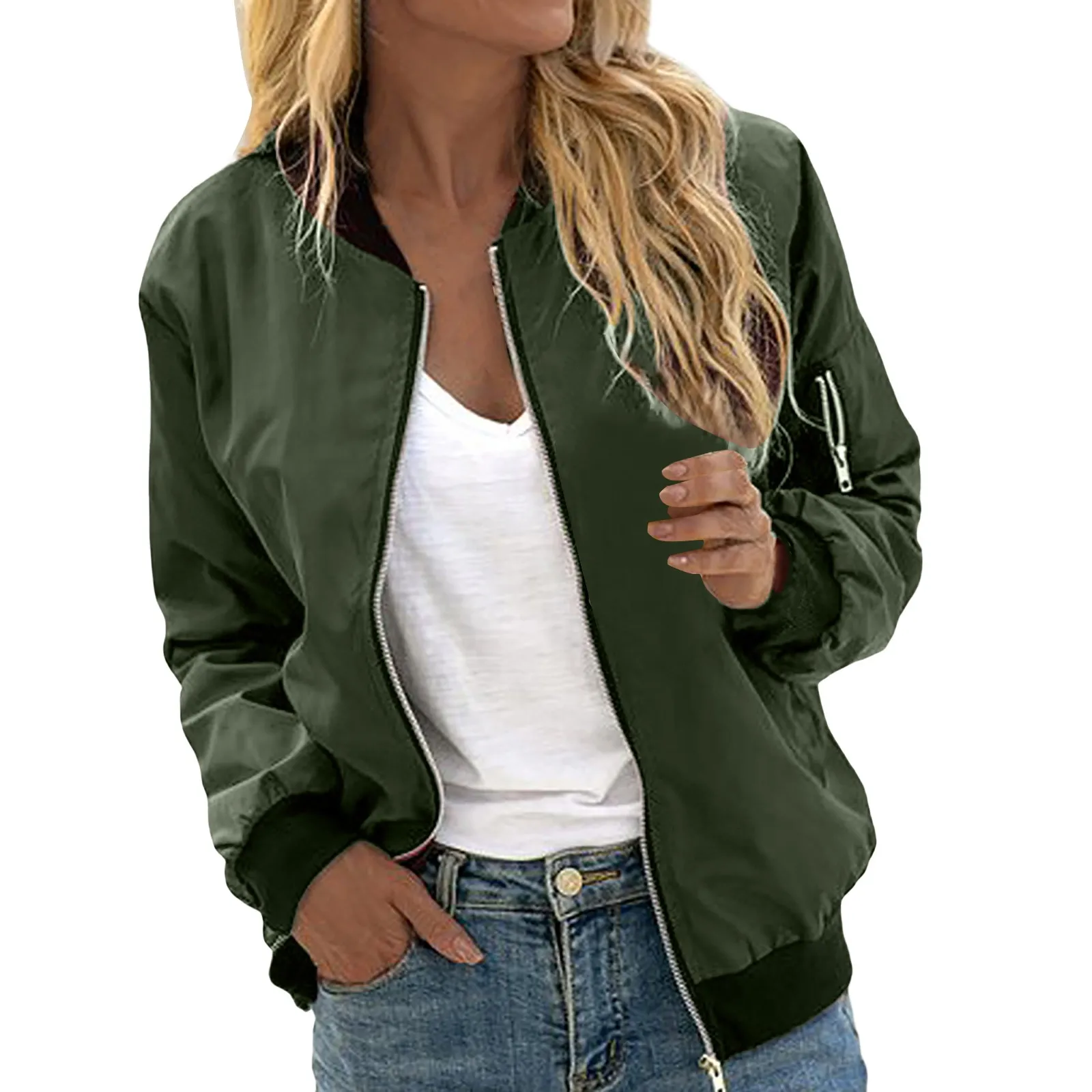 GR | Lightweight women's bomber jacket, bomber jacket with zipper