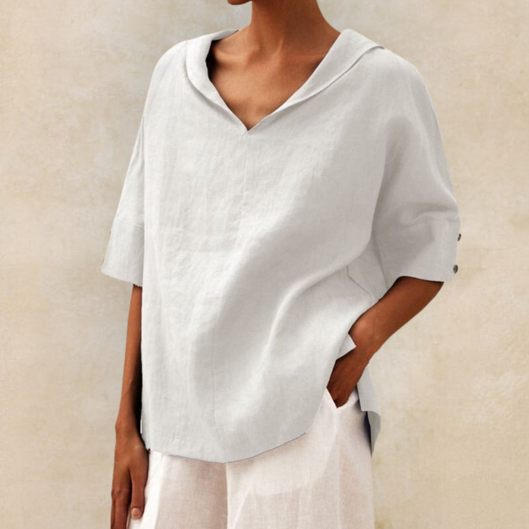 GR | Women's V-neck casual linen shirt