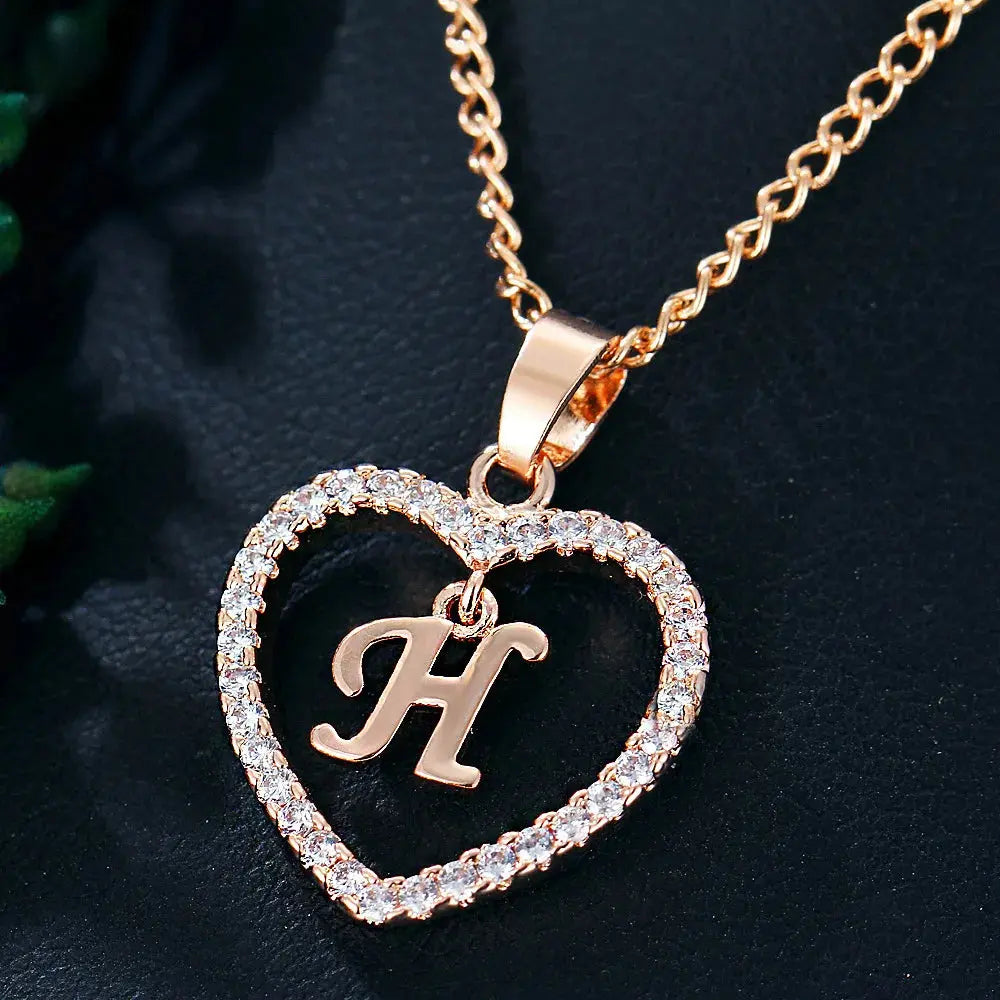 GR | Letter Zircon Love Necklace Jewelry Pendant