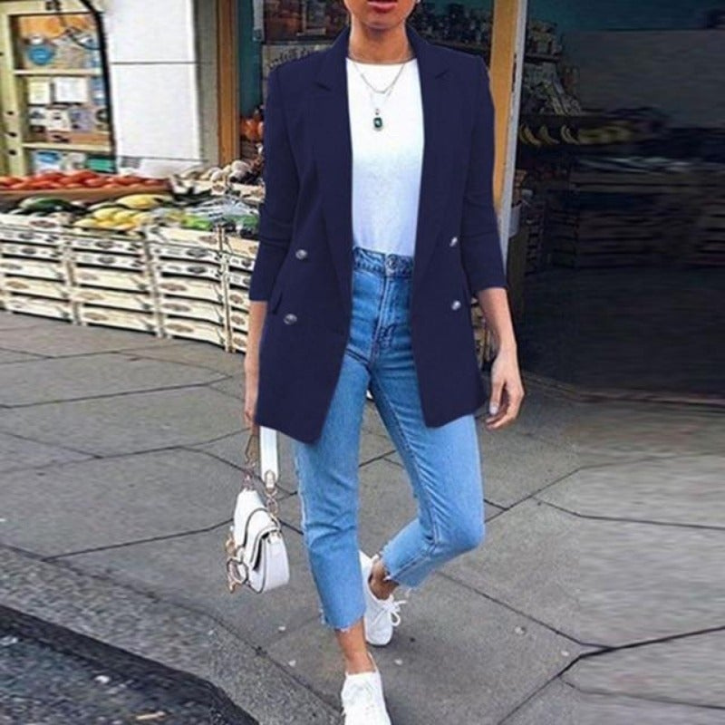 GR | Women's Blazer Elegant Long Blazer with 3/4 Sleeves, Ideal for Business Looks