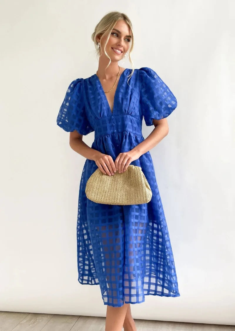 GR | Puffärmel Midi-Kleid